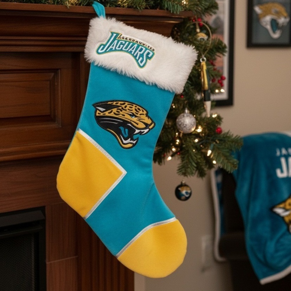Jacksonville Jaguars NFL Teal‎ Christmas Stocking, Faux Fur Forever Collectible